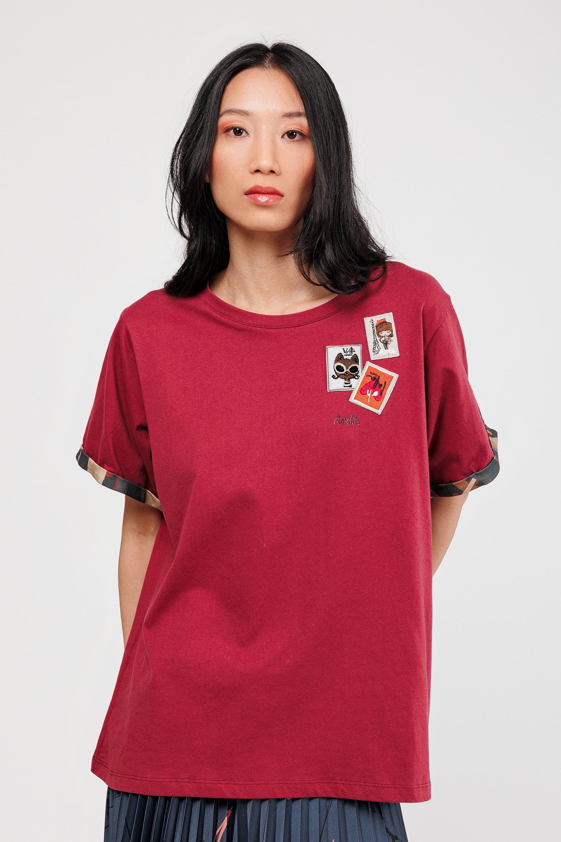 Camiseta manga corta granate