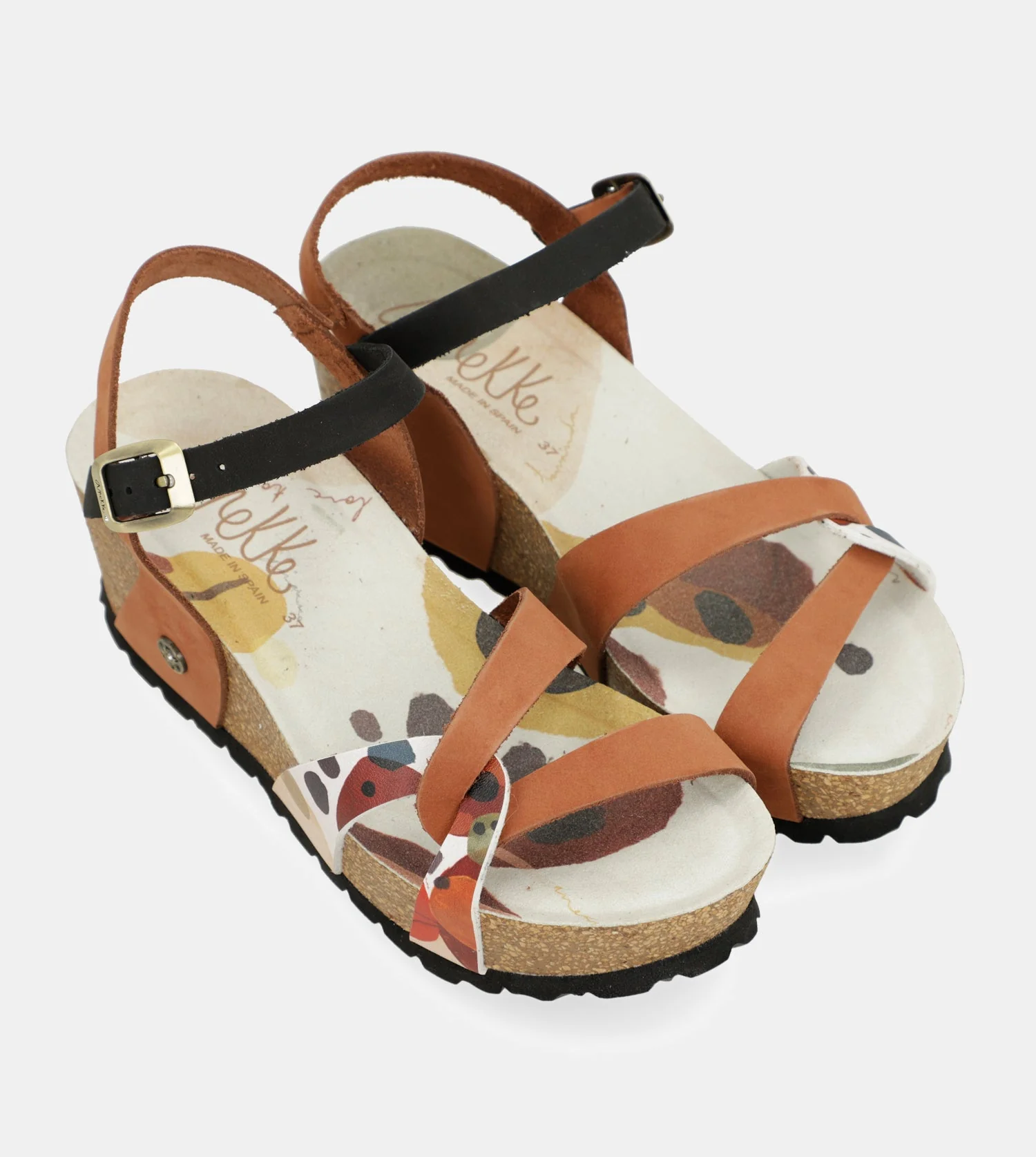 Sandalias cuña bio tiras cuero - Image 4