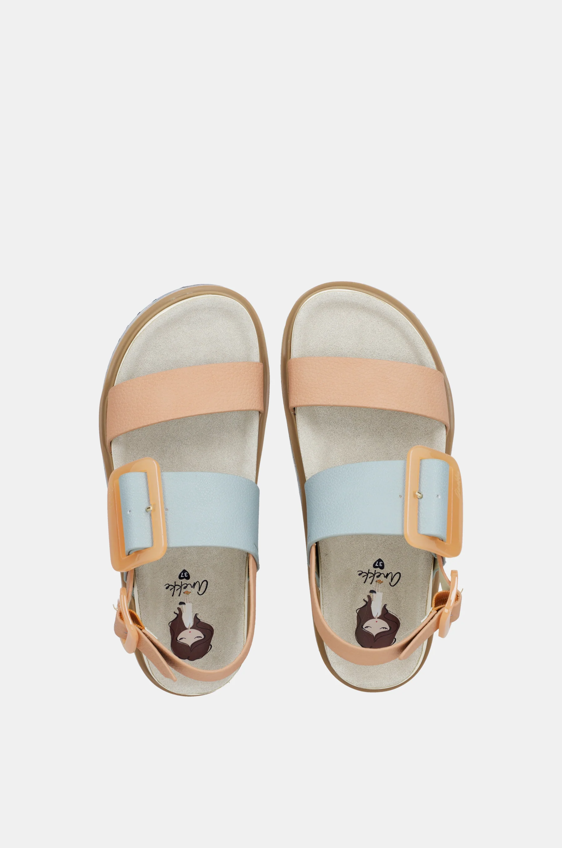 Sandalias plataforma azul y rosa-anaranjado - Image 9